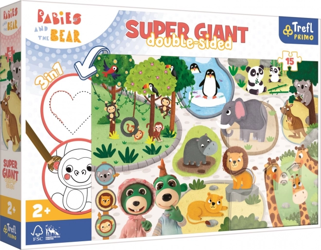 Riesiges Puzzle 15 Teile Bobaski im Zoo