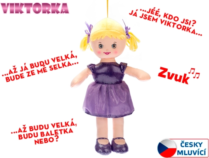 Stoffpuppe Viktorka, sprechend, 32 cm, lila