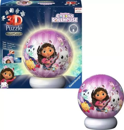 Ravensburger leuchtender 3D Puzzleball Gabbys magisches Haus – Nacht-Edition (72 Teile)
