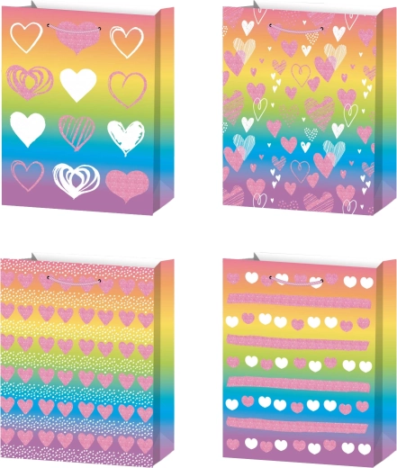 Geschenktasche L Regenbogen mit Herzchen