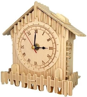 Holz 3D Puzzle Uhr mit funktionsfähigem Uhrwerk