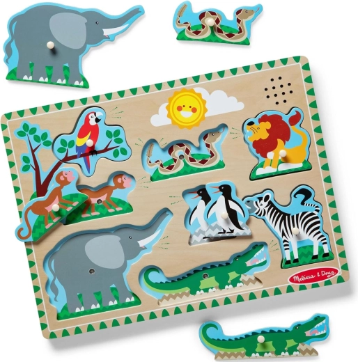 Melissa & Doug Holz-Soundpuzzle Tiere im Zoo