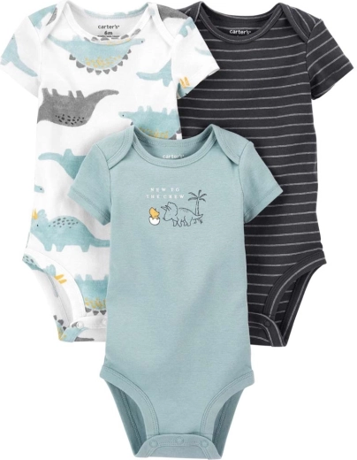 Carter’s Body mit kurzem Ärmel Blue Dino für Jungen, 3 Stk., Neugeborene