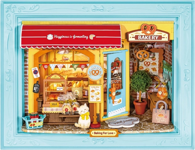 RoboTime 3D-Holzbausatz im Rahmen – Bäckerei Fluffy Cat