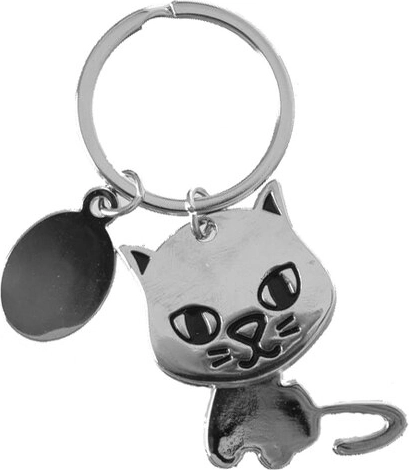 Metall-Schlüsselanhänger Katze – silberfarben