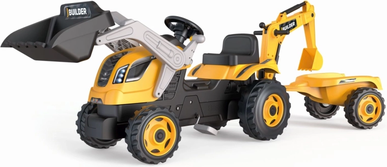 Trettraktor Builder Max mit Bagger und Anhänger
