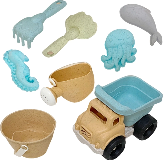Woopie Green Sand-Set mit Eimer und Kipper, 8 Teile, biologisch abbaubares Material
