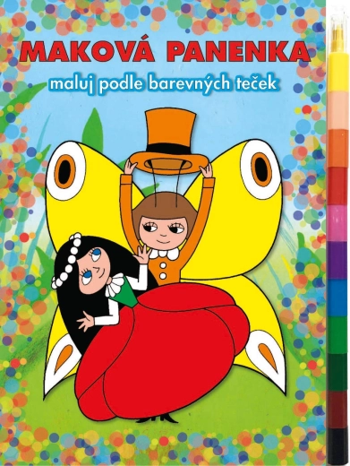 Akim Malen nach farbigen Punkten – Mohnpuppe Malbuch mit Wachsmalstiften