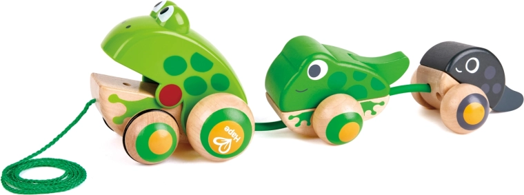 Nachziehspielzeug Froschfamilie