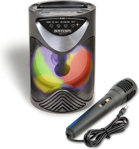 Bontempi kabelloser Karaoke-Lautsprecher mit Mikrofon und RGB-Beleuchtung