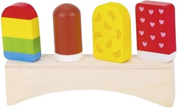Bunte Holz-Eis am Stiel auf einem Ständer
