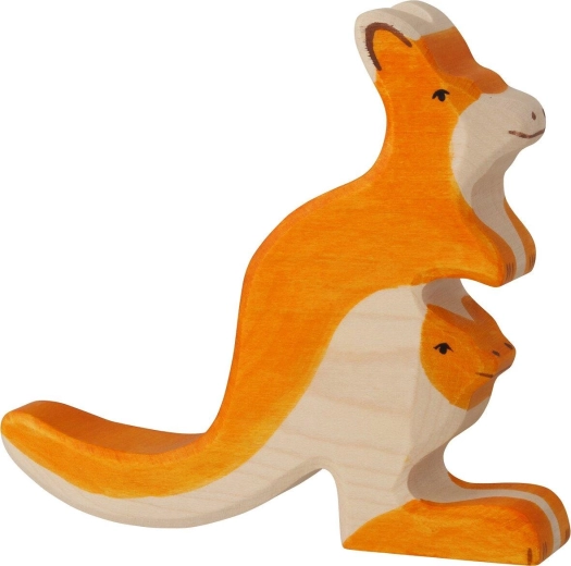 Holztiger Känguru mit Jungtier – 1 Stück