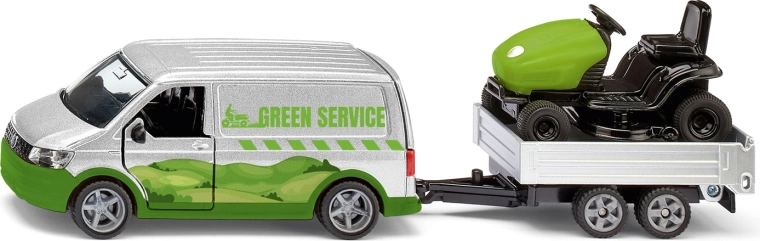 Siku Super VW T6 mit Anhänger und Gartentraktor