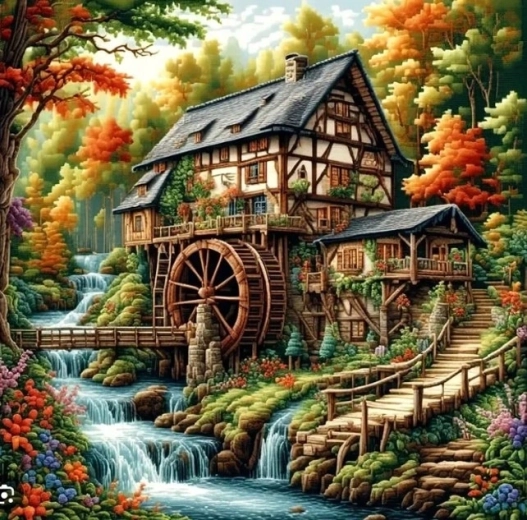 Norimpex Diamantmalerei Mühle im Wald 30 × 40 cm - 1 Stück