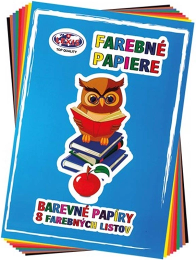Mappe mit farbigem Papier A4 80 g (8 Blätter, 8 Farben) – 1 Stück