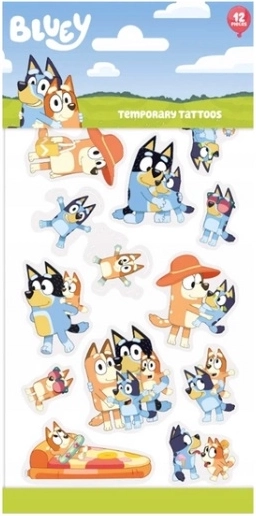 Abwaschbare Kindertattoos Bluey – Set 12 Stk.