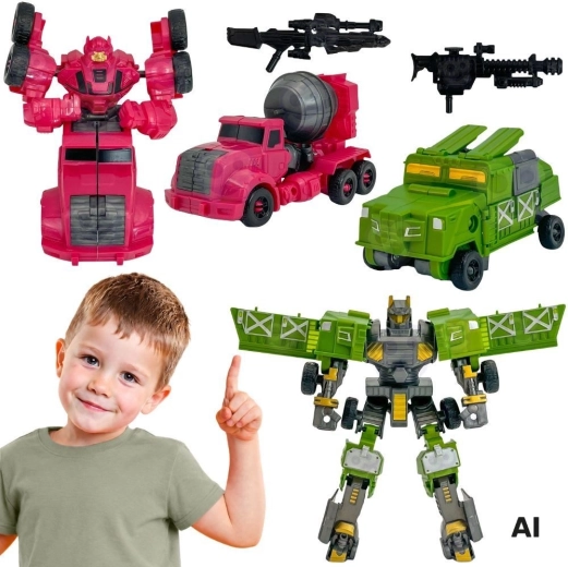 Woopie Transformationsroboter-Set 4 in 1 Kampffahrzeuge