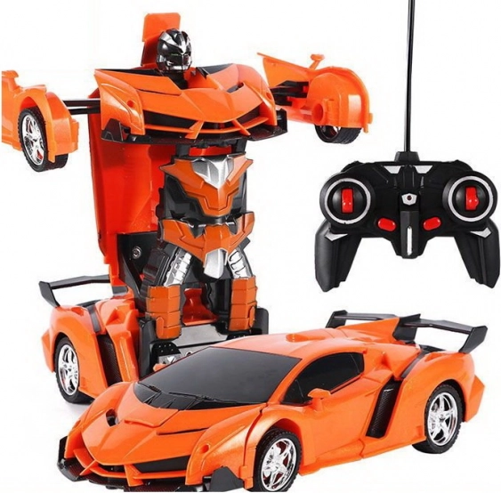 Auto-Roboter 2-in-1 mit Fernbedienung, Lichtern und Sounds, Drift – Orange