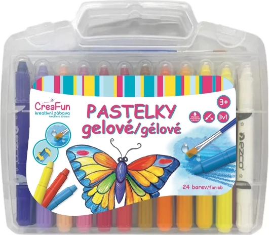 CreaFun Gel-Buntstifte 3-in-1, abwaschbar, Set mit 24 Stück und Pinsel