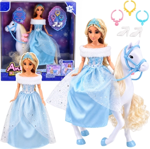 Anlily-Puppe Prinzessin auf weißem Pferd mit Zubehör, 30 cm