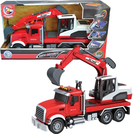 City Service Car Kipper mit Bagger im Maßstab 1:12