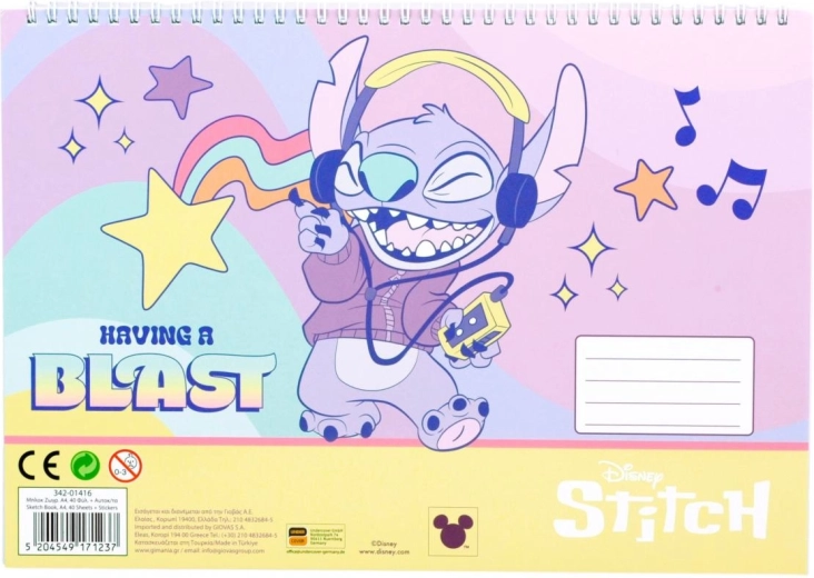 Spiralblock mit Stickern Lilo und Stitch A4