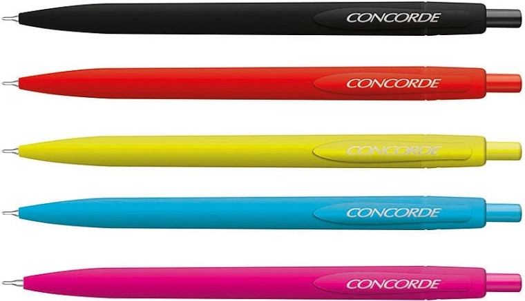 Kugelschreiber Concorde Drupy, assortierte Farben, extra feine blaue Mine 0,6 mm