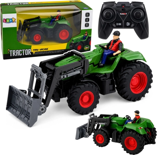 RC-Fernsteuertraktor mit Frontlader und Bauernfigur 1:24