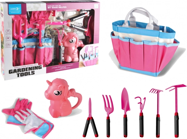 Gartenset mit Werkzeugen und Einhorn