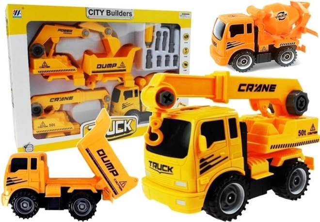 Set zerlegbarer Baufahrzeuge
