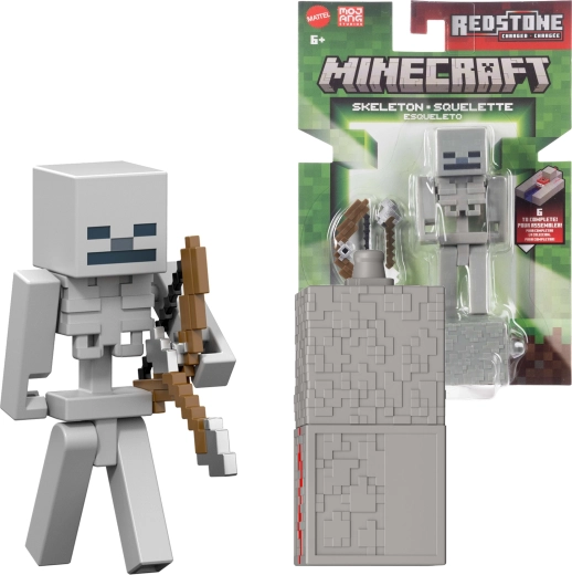 Minecraft-Figur Skeleton aus der Serie Redstone Charged mit Zubehör