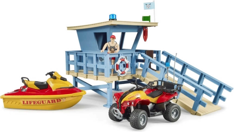 BRUDER Küstenwachtturm mit Quad, Jetski und Rettungsschwimmer