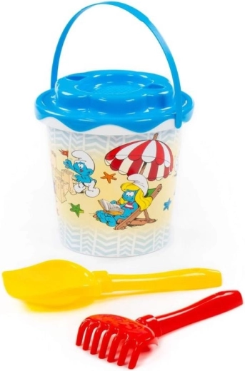 Sandspielzeug-Set Die Schlümpfe Eimer mit Sieb „Sonnenschein“