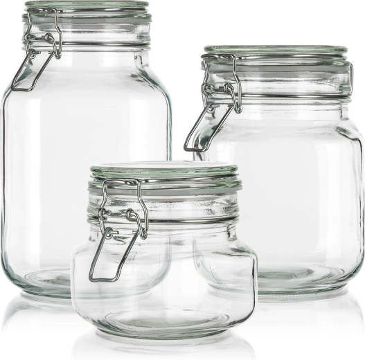 Set aus Glasdosen mit Bügelverschluss 0,5 + 1 + 2 l EREA