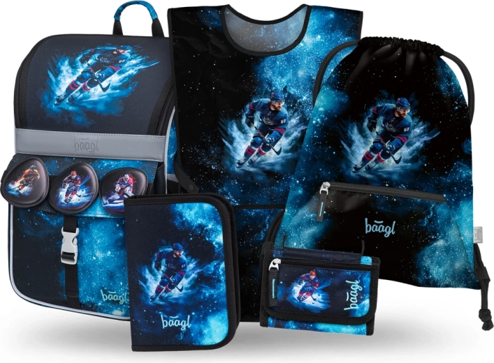 Baagl Schulset Zippy Hockey – Schulranzen, Federmäppchen, Beutel, Geldbeutel und Warnweste