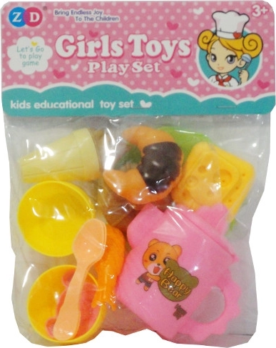 Kinder-Küchen-Set mit Geschirr und Spiel-Lebensmitteln