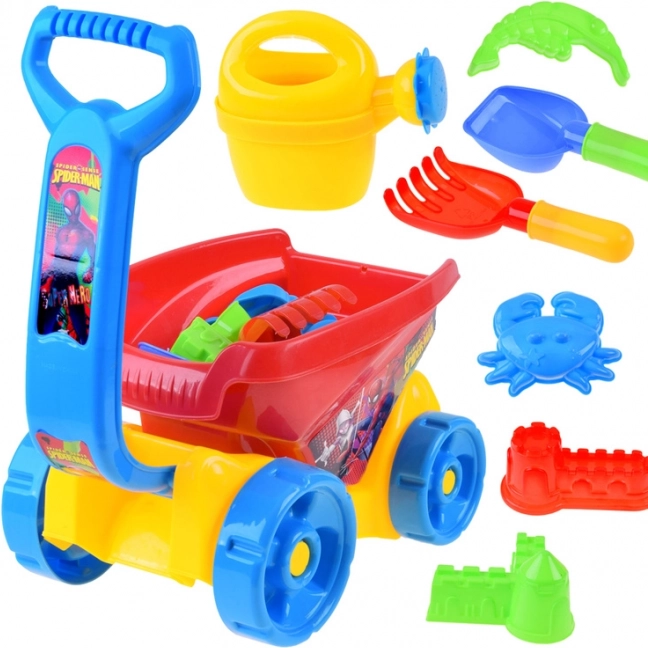Kinder-Sandkastenset mit Wagen und Spider-Man-Zubehör