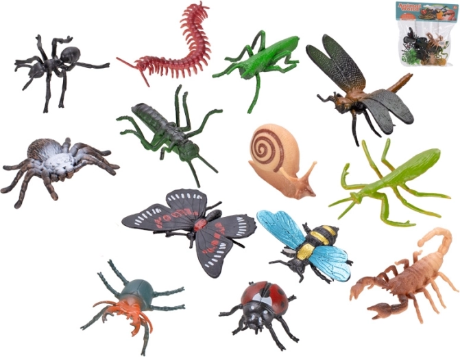 Set mit 13 Insektenfiguren (3,5–7 cm) im Beutel