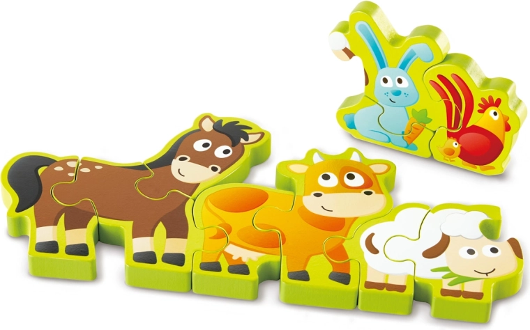 Holzpuzzle Tiere und Zahlen
