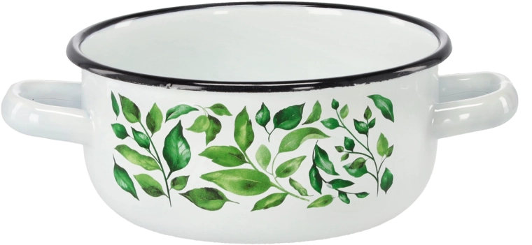 Emaille-Kasserolle mit zwei Griffen 1,5 l, 16 cm, weiß Ficus