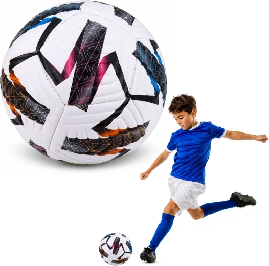 Trainingsfußball Größe 5, weiß mit farbigem Muster (22 cm)
