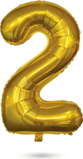 Geburtstagsfolienballon Zahl 2, gold, 40 Zoll