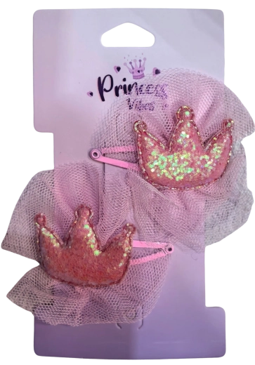 PINK Haarspangen glitzernde Krone, 2 Stk.