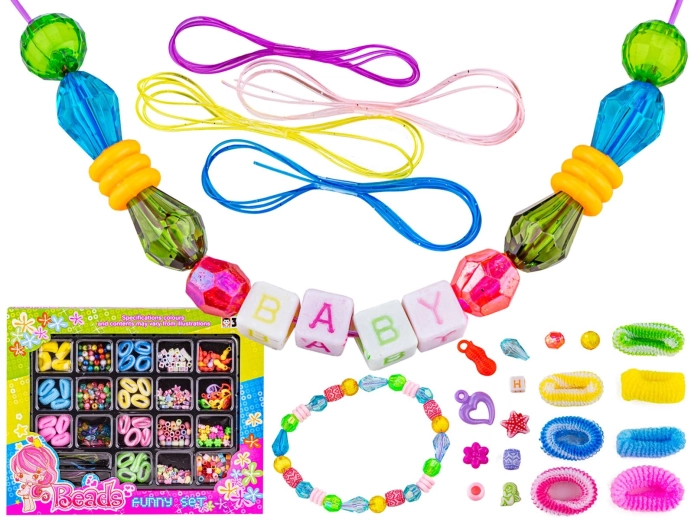 Set zur Herstellung von Schmuck und Haarschmuck mit Perlen und Haargummis