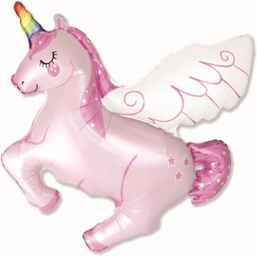 Folienballon Einhorn mit Regenbogenhorn, rosa