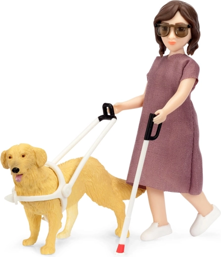 Lundby Set: blinde Puppe mit Blindenführhund für das Puppenhaus