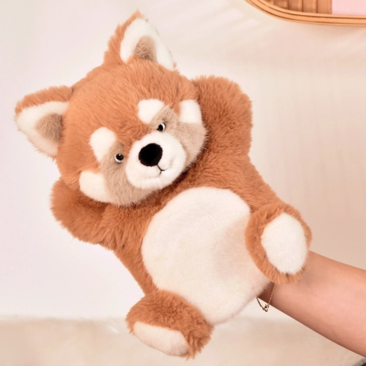 Histoire d’Ours Plüsch-Handpuppe Panda rot 24 cm