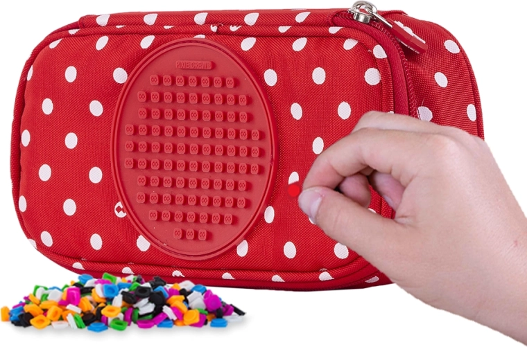 PIXIE CREW Schüler-Etui mit zwei Ebenen, rot mit weißen Punkten