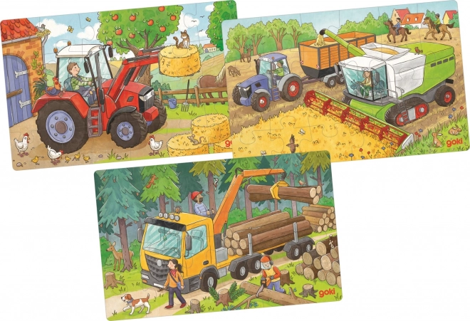 Goki Holzpuzzle mit landwirtschaftlichen Maschinen