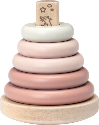 Micki Holz-Steckpyramide mit rosa Ringen